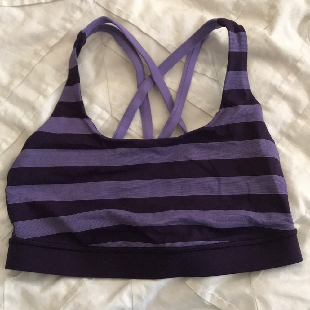 Lululemon Energy bra purple stripe size 6